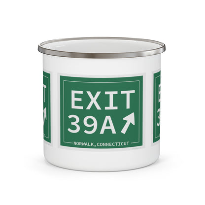 Vintage Exit 39A Merritt Parkway Sign Enamel Camping Mug