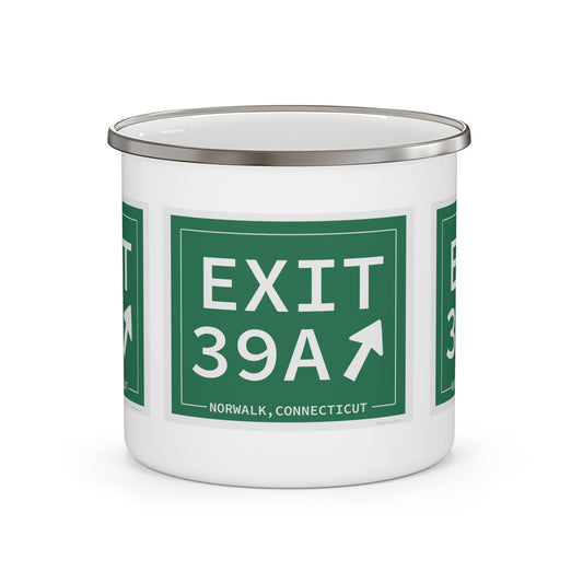 Vintage Exit 39A Merritt Parkway Sign Enamel Camping Mug