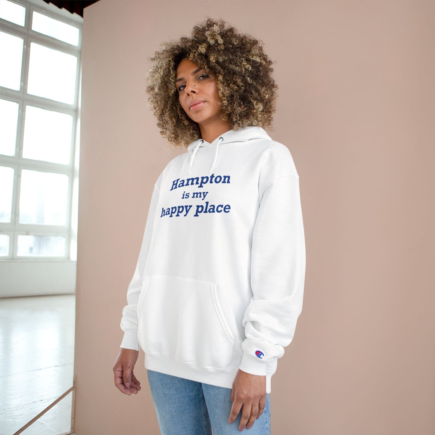 Hampton is My Happy Place Champion Hoodie
