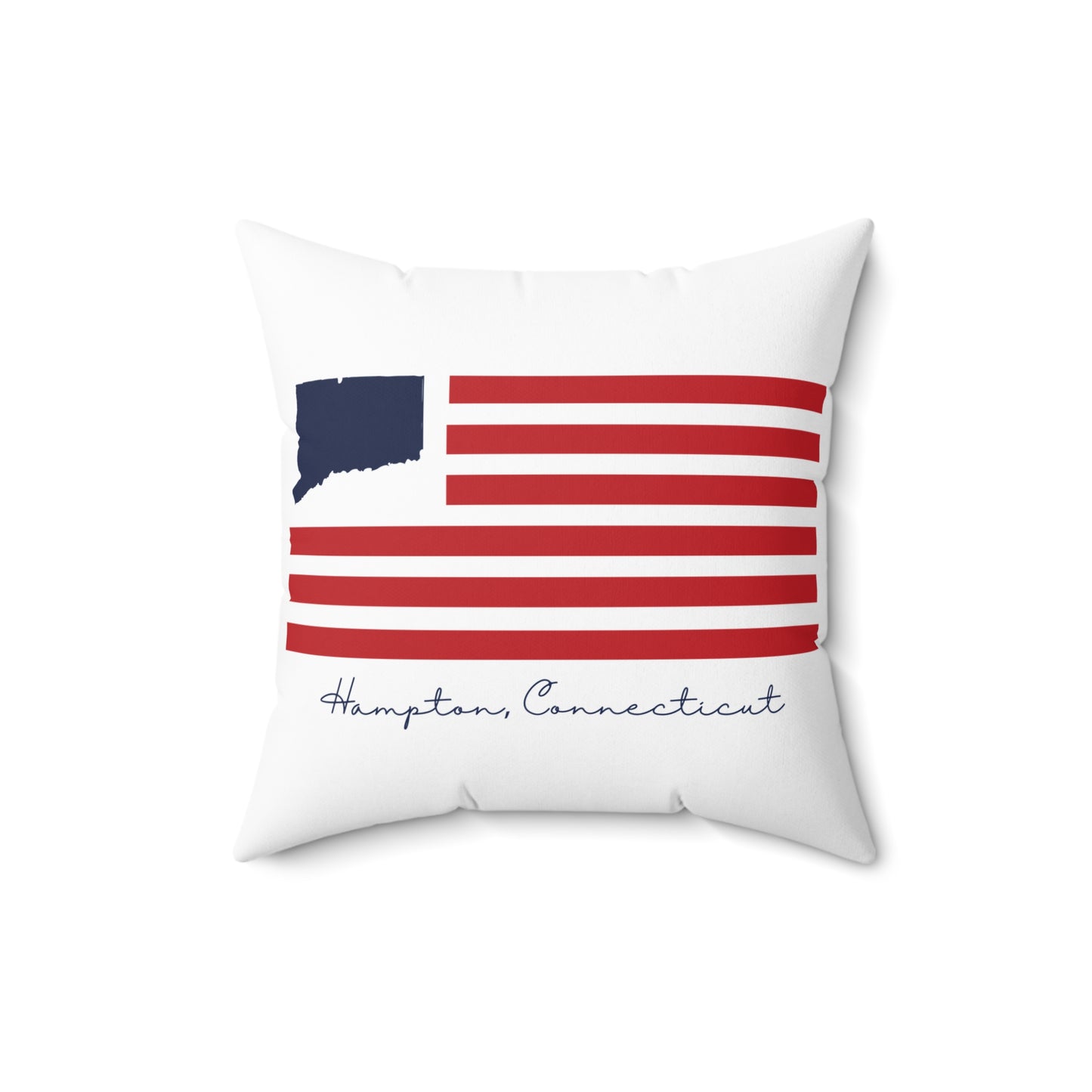 Hampton Connecticut Flag Spun Polyester Square Pillow