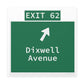 Vintage WCP Exit 62 Sign Matte Canvas, Stretched, 1.25"