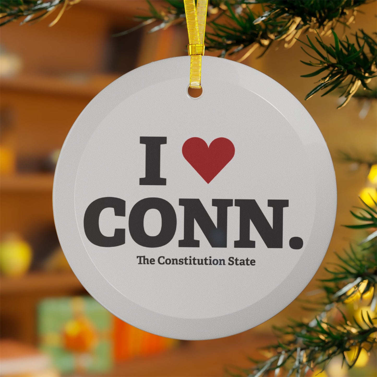 I Heart CONN. Glass Ornaments