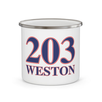 203 Weston Red White & Blue Enamel Camping Mug