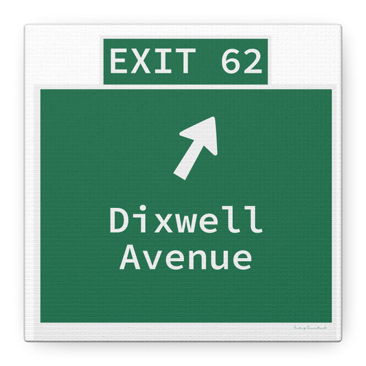 Vintage WCP Exit 62 Sign Matte Canvas, Stretched, 1.25"