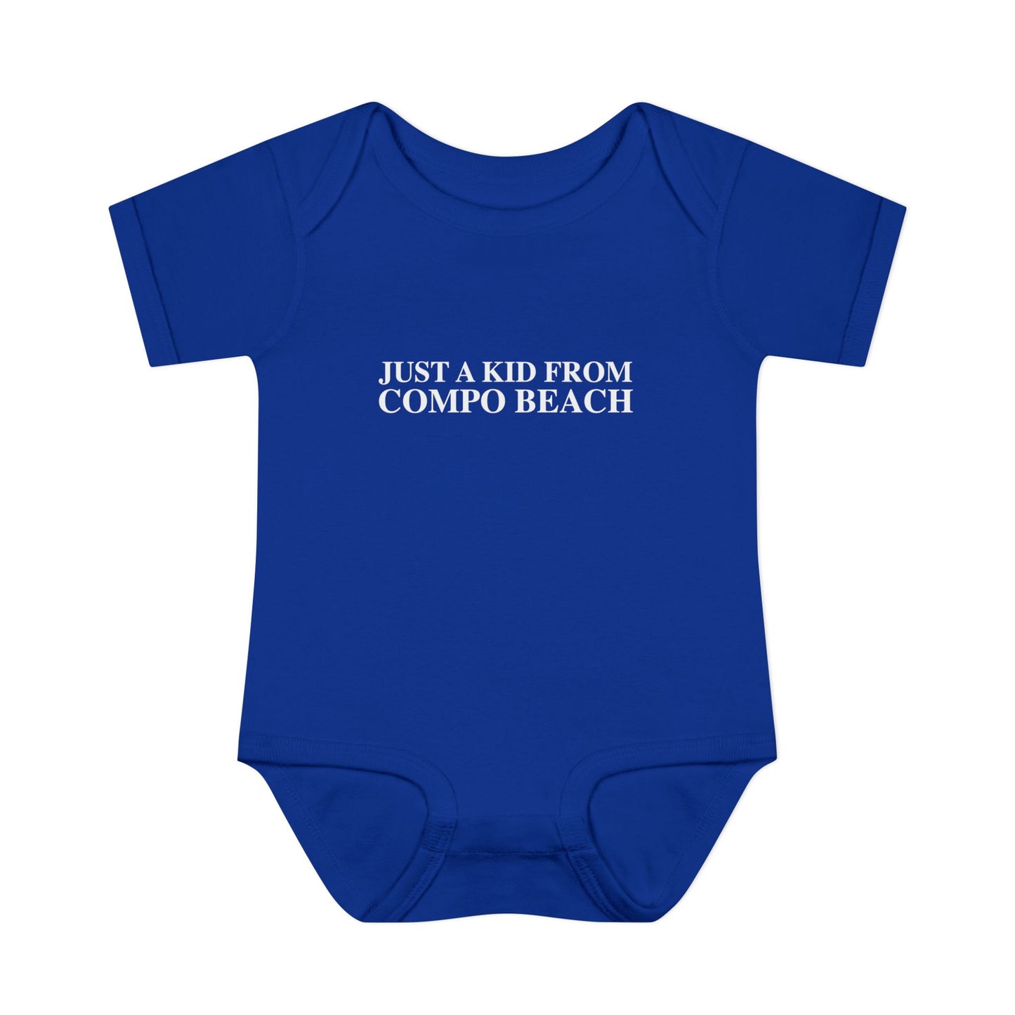 Just a kid from Compo Beach Infant Baby Rib Bodysuit