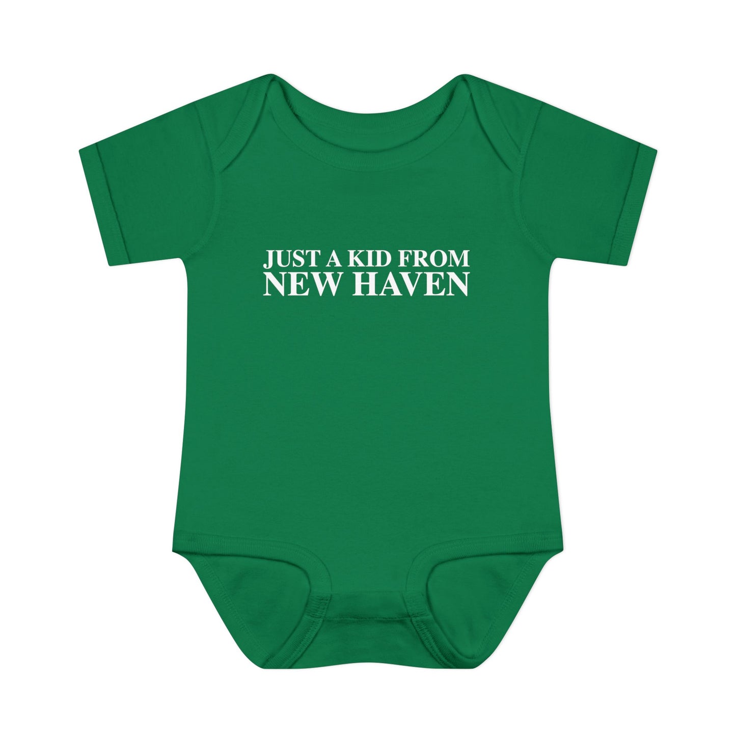 Just a kid from New Haven Infant Baby Rib Bodysuit