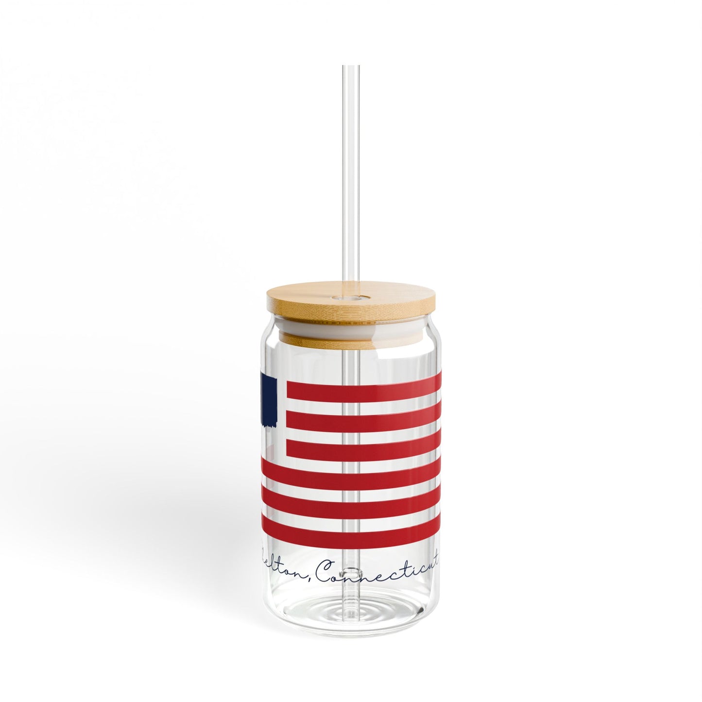 Shelton Connecticut Flag Sipper Glass, 16oz