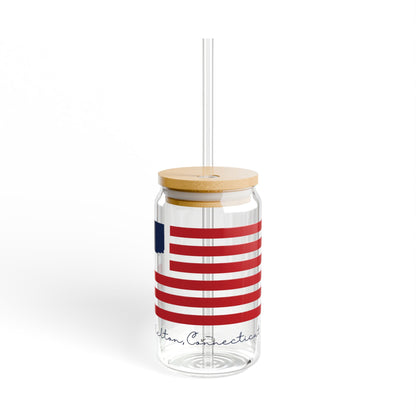 Shelton Connecticut Flag Sipper Glass, 16oz