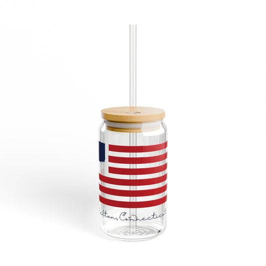 Shelton Connecticut Flag Sipper Glass, 16oz