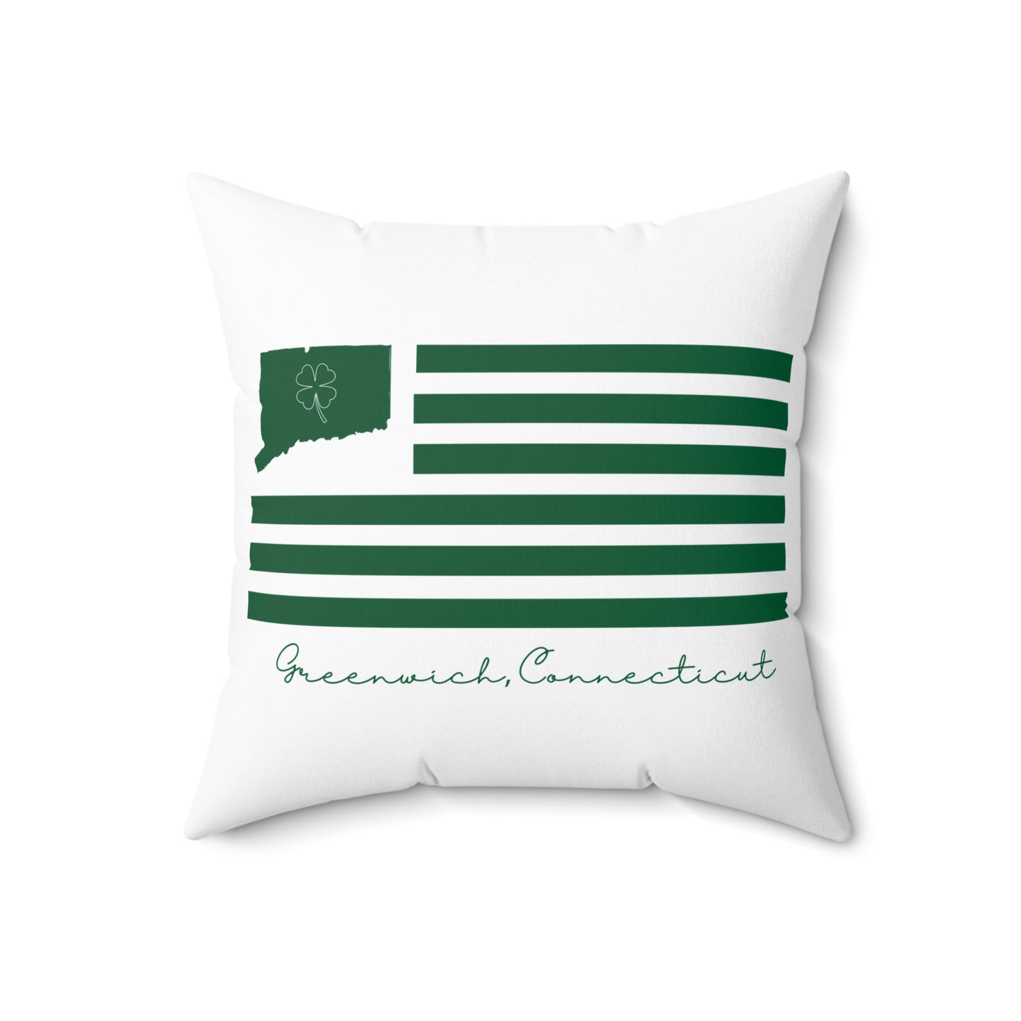 Greenwich Connecticut St Patrick’s Day Flag Spun Polyester Square Pillow
