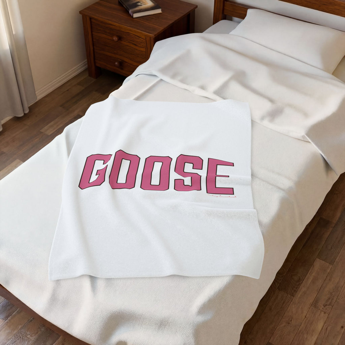 Goose Zip Code Pink & Black Velveteen Plush Blanket