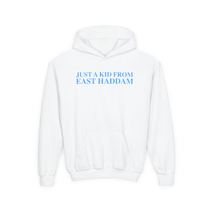 Just a kid from East Haddam Youth Heavy Blend Hooded Sweatshirt