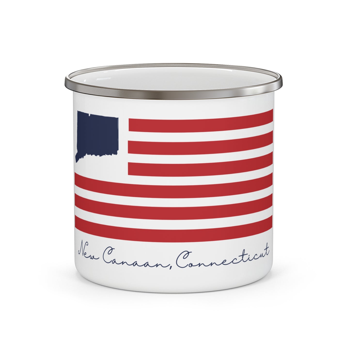 New Canaan Connecticut Flag Enamel Camping Mug