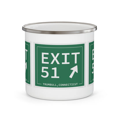 Vintage Exit 51  Merritt Parkway Sign Enamel Camping Mug