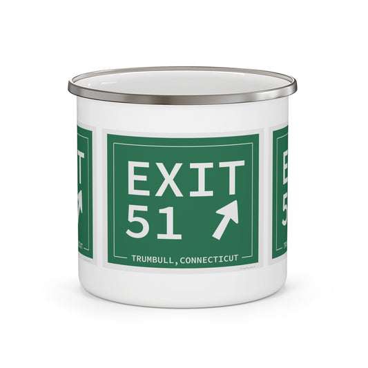 Vintage Exit 51  Merritt Parkway Sign Enamel Camping Mug