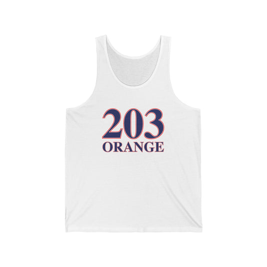 203 Orange Red White & Blue Unisex Jersey Tank Top