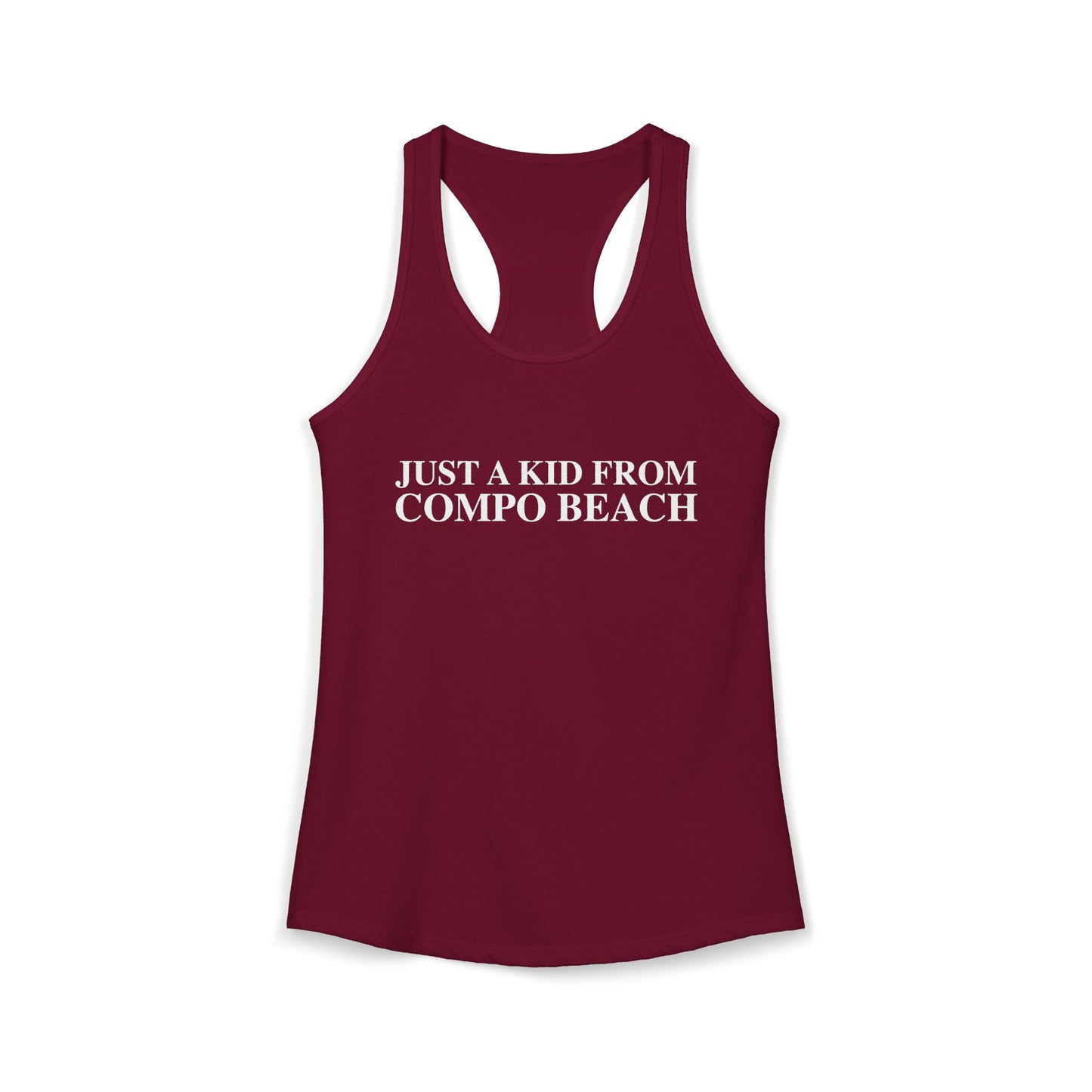Just a kid from Compo Beach Women's Ideal Racerback Tank Top