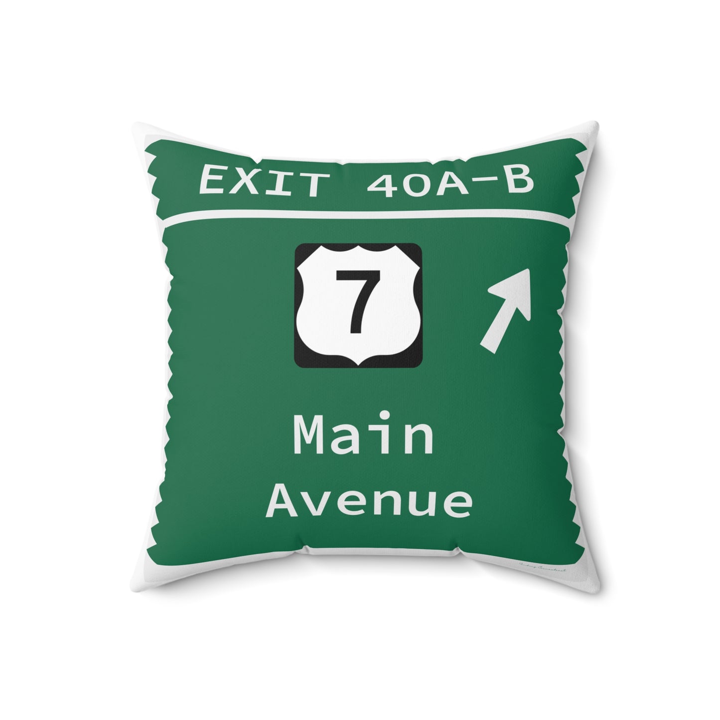 Vintage Merritt Parkway Exit 40 A-B Sign Spun Polyester Square Pillow