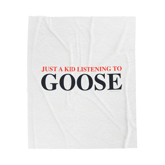 Just a kid listening to Goose  - Blue & Orange Velveteen Plush Blanket
