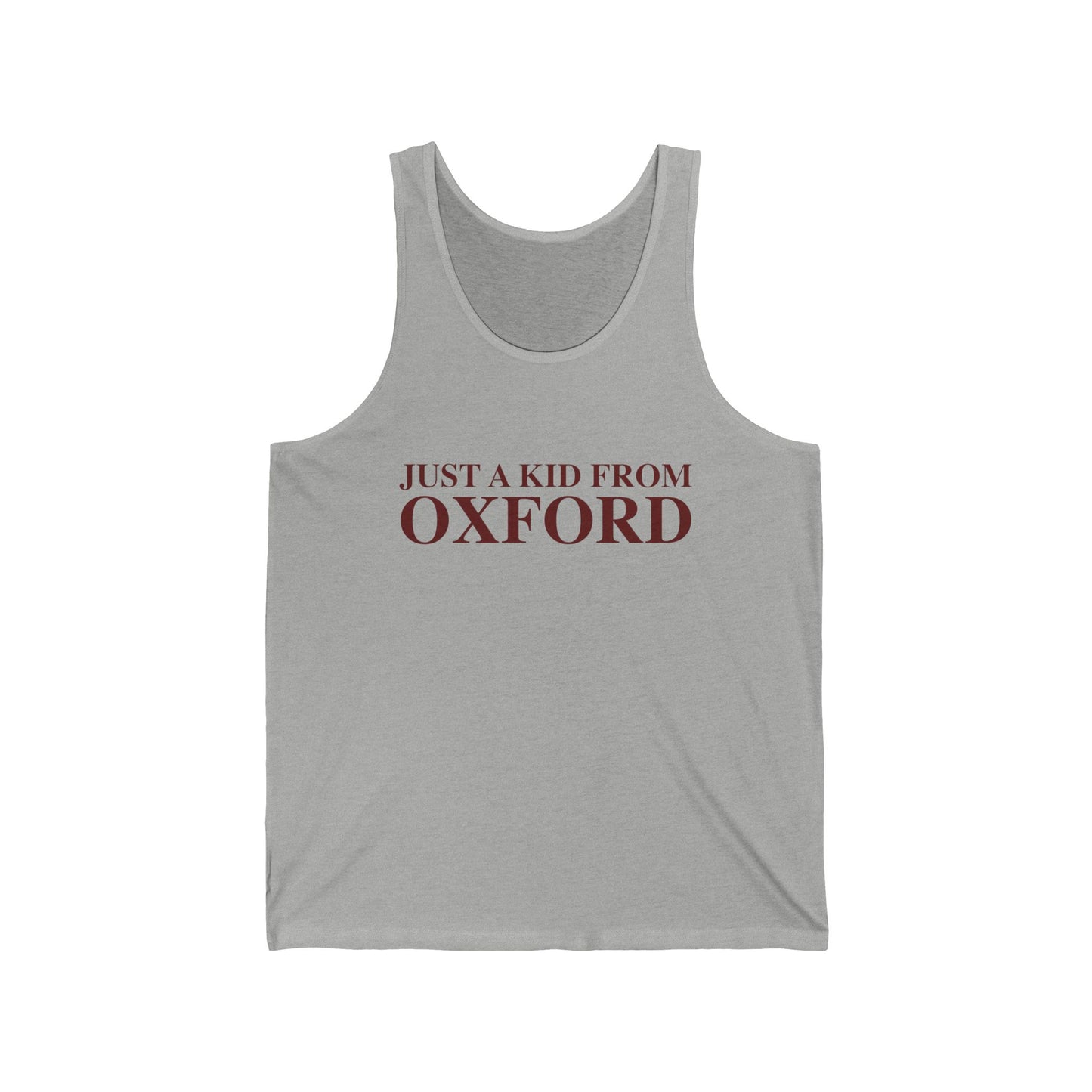 Just a kid from Oxford Unisex Jersey Tank Top