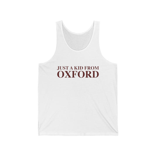 Just a kid from Oxford Unisex Jersey Tank Top