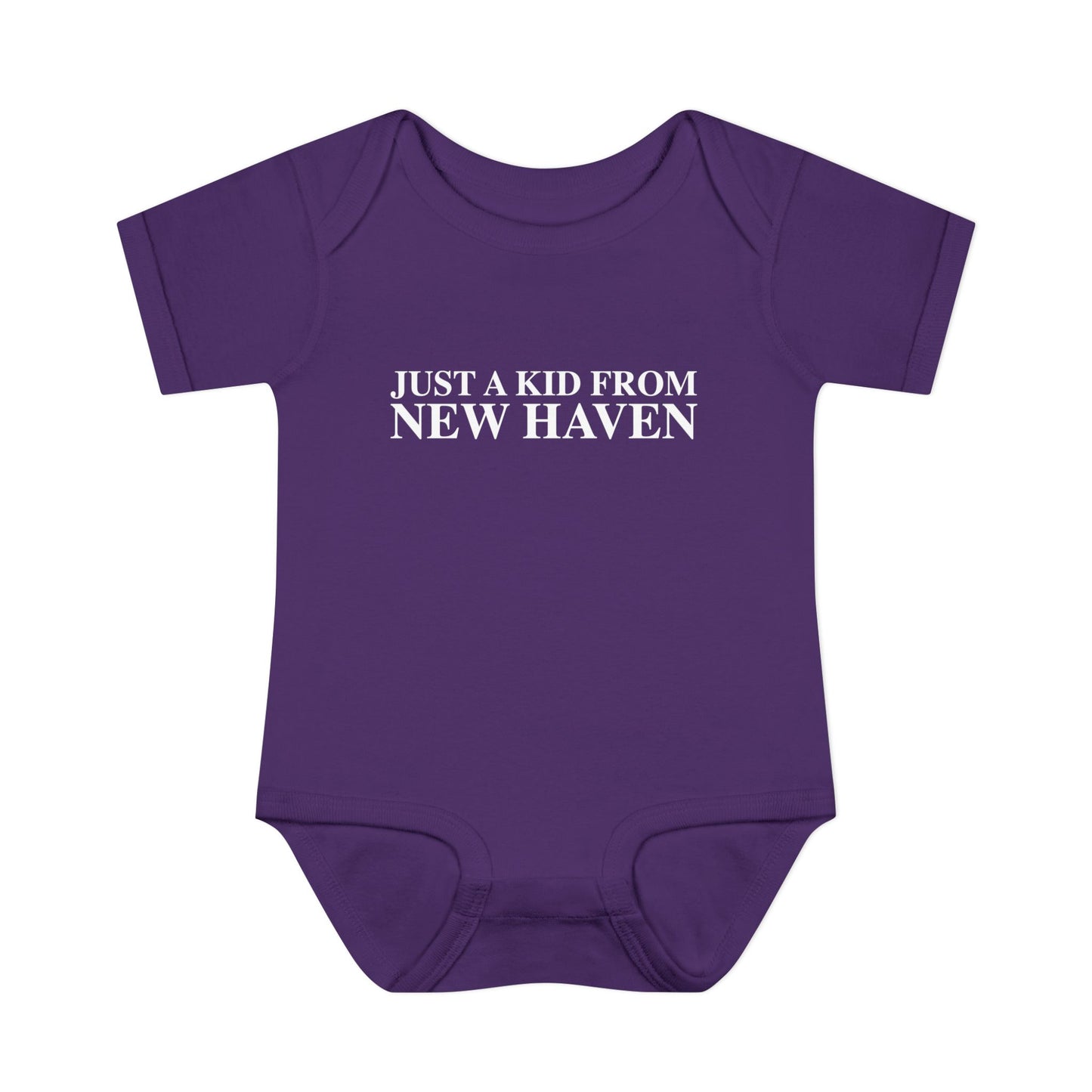 Just a kid from New Haven Infant Baby Rib Bodysuit
