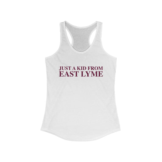 Just a kid from East Lyme Women's Ideal Racerback Tank Top