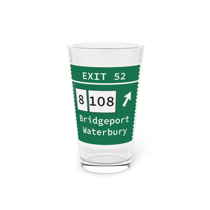 Vintage Merritt Parkway Exit 52 Sign Pint Glass, 16oz