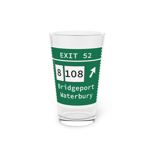 Vintage Merritt Parkway Exit 52 Sign Pint Glass, 16oz