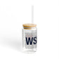 Westport Love Glass Can with Straw and Lid, 16oz