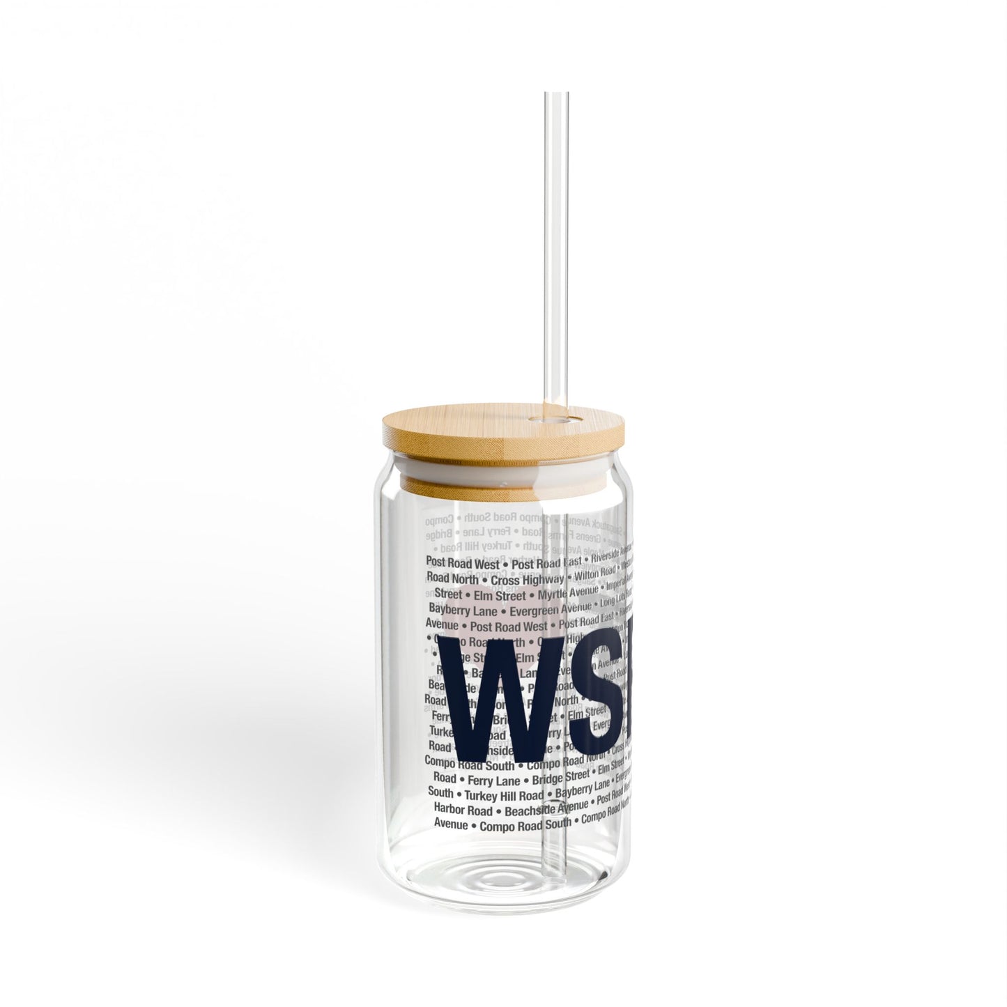 Westport Love Glass Can with Straw and Lid, 16oz