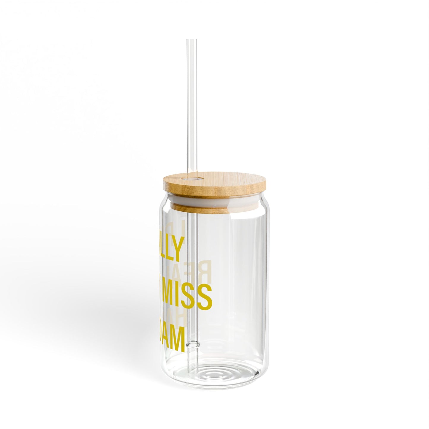 I Really Really Miss Haddam Glass Can with Straw and Lid, 16oz