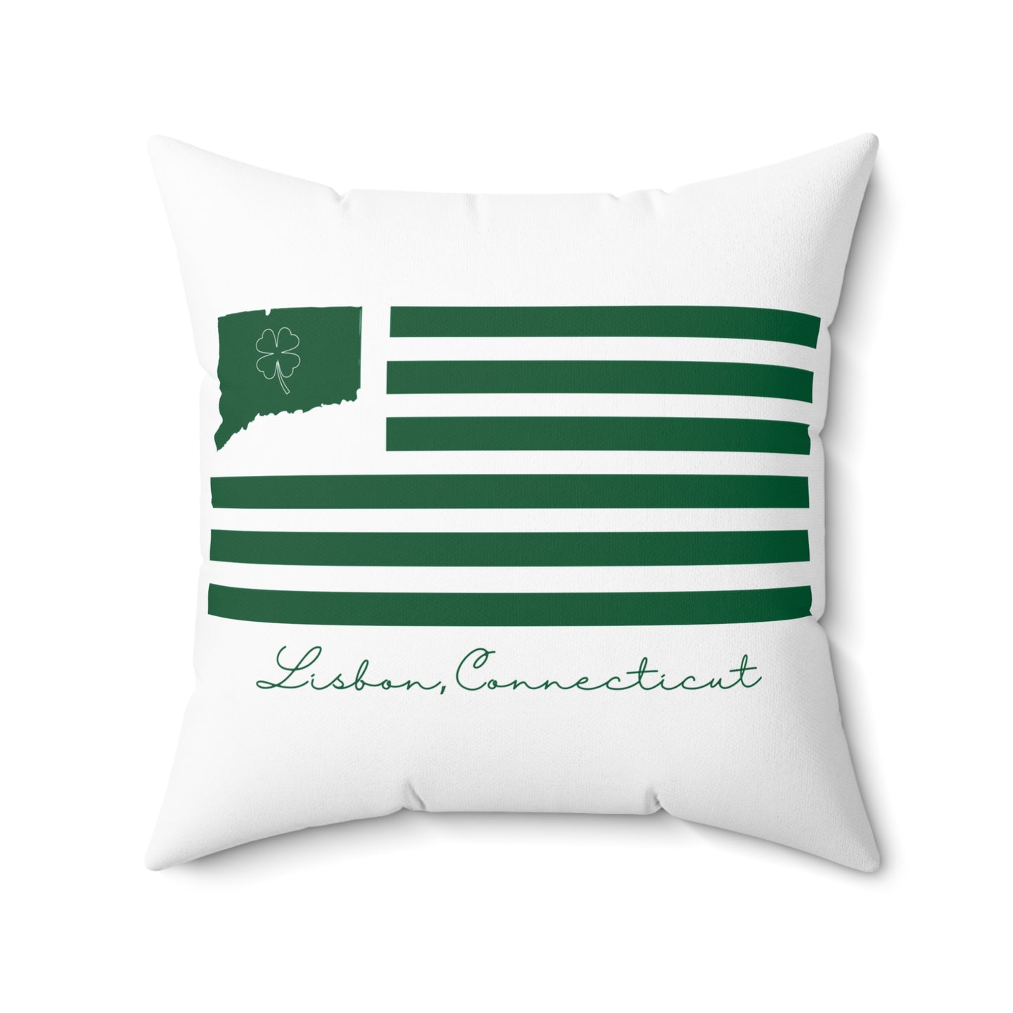 Lisbon Connecticut St. Patrick’s Day Flag Spun Polyester Square Pillow