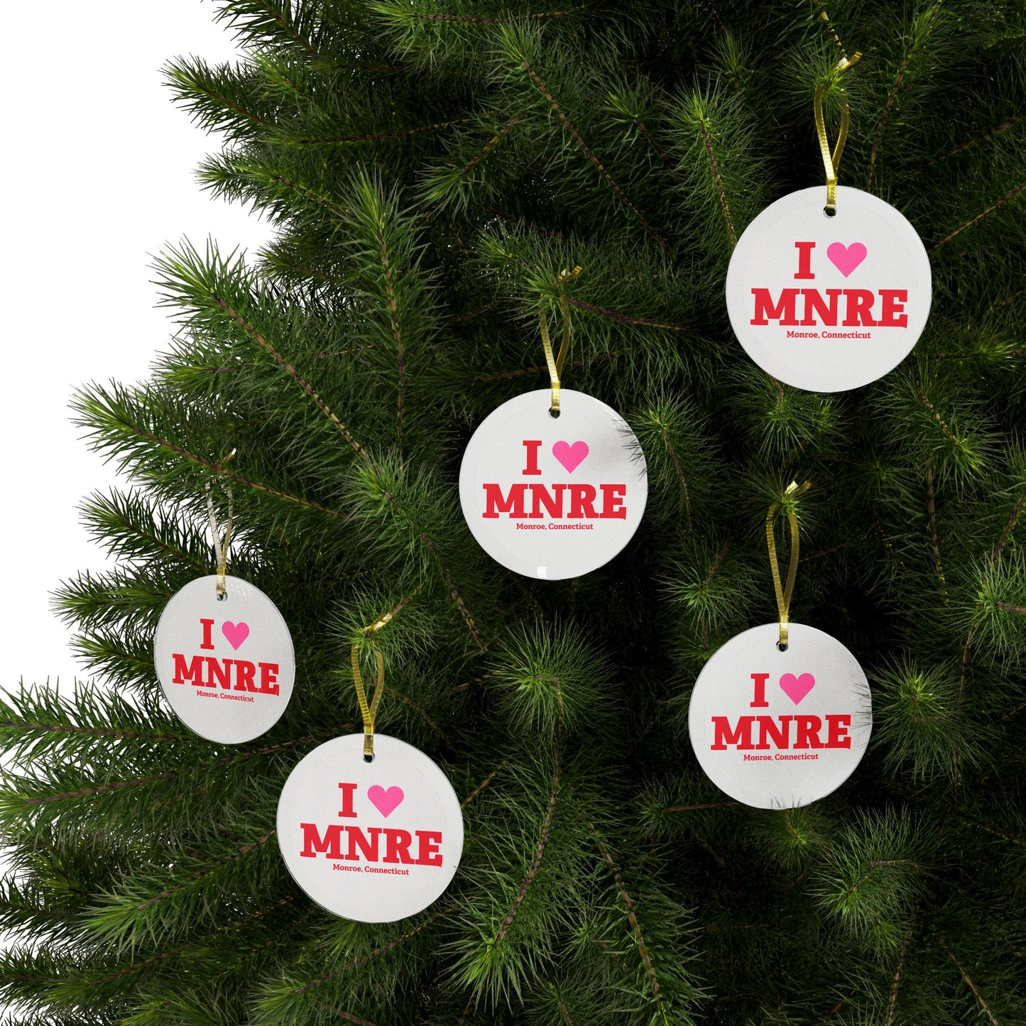 I Heart MNRE Glass Ornaments