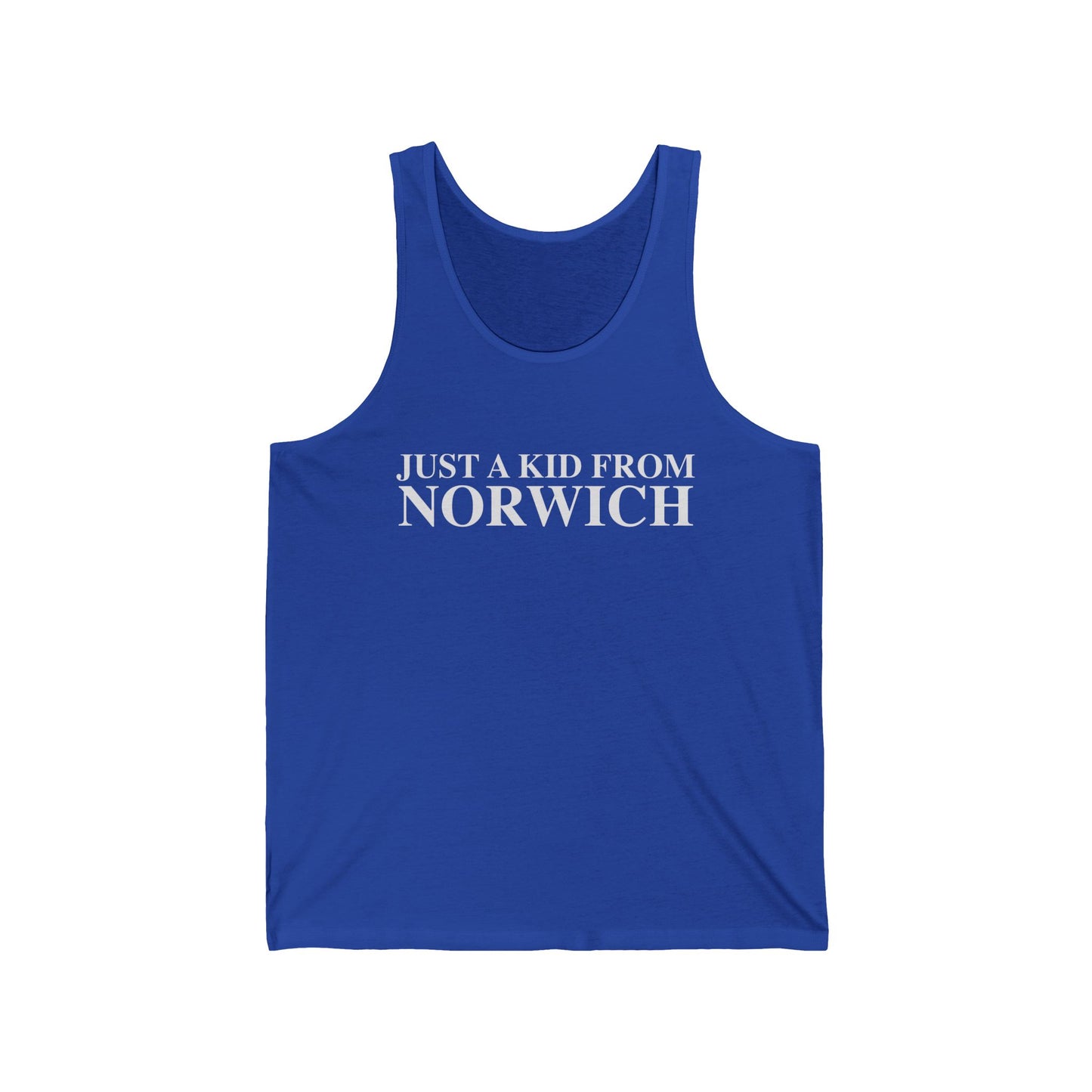 Just a kid from Norwich Unisex Jersey Tank