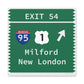 Vintage Merritt Parkway Exit 54 Sign Matte Canvas, Stretched, 1.25"