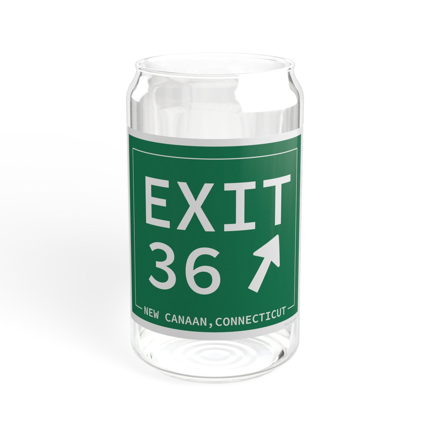 Vintage Exit 36 Merritt Parkway Sign Sipper Glass, 16oz