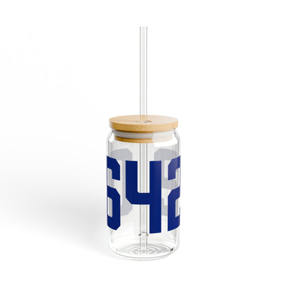 06422 Durham Connecticut Zip Code Glass Can with Straw and Lid, 16oz