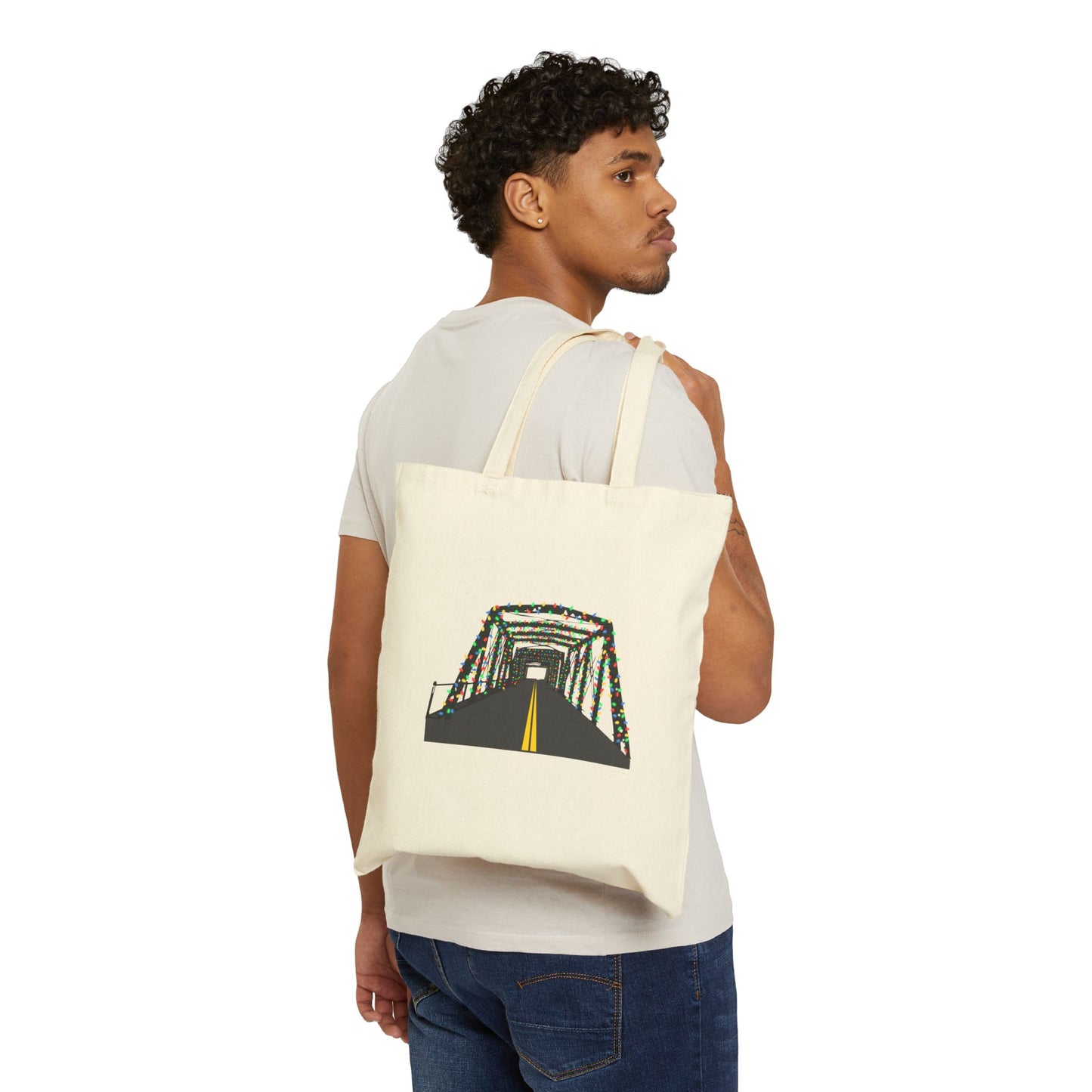 Saugatuck Bridge Lights Cotton Canvas Tote Bag
