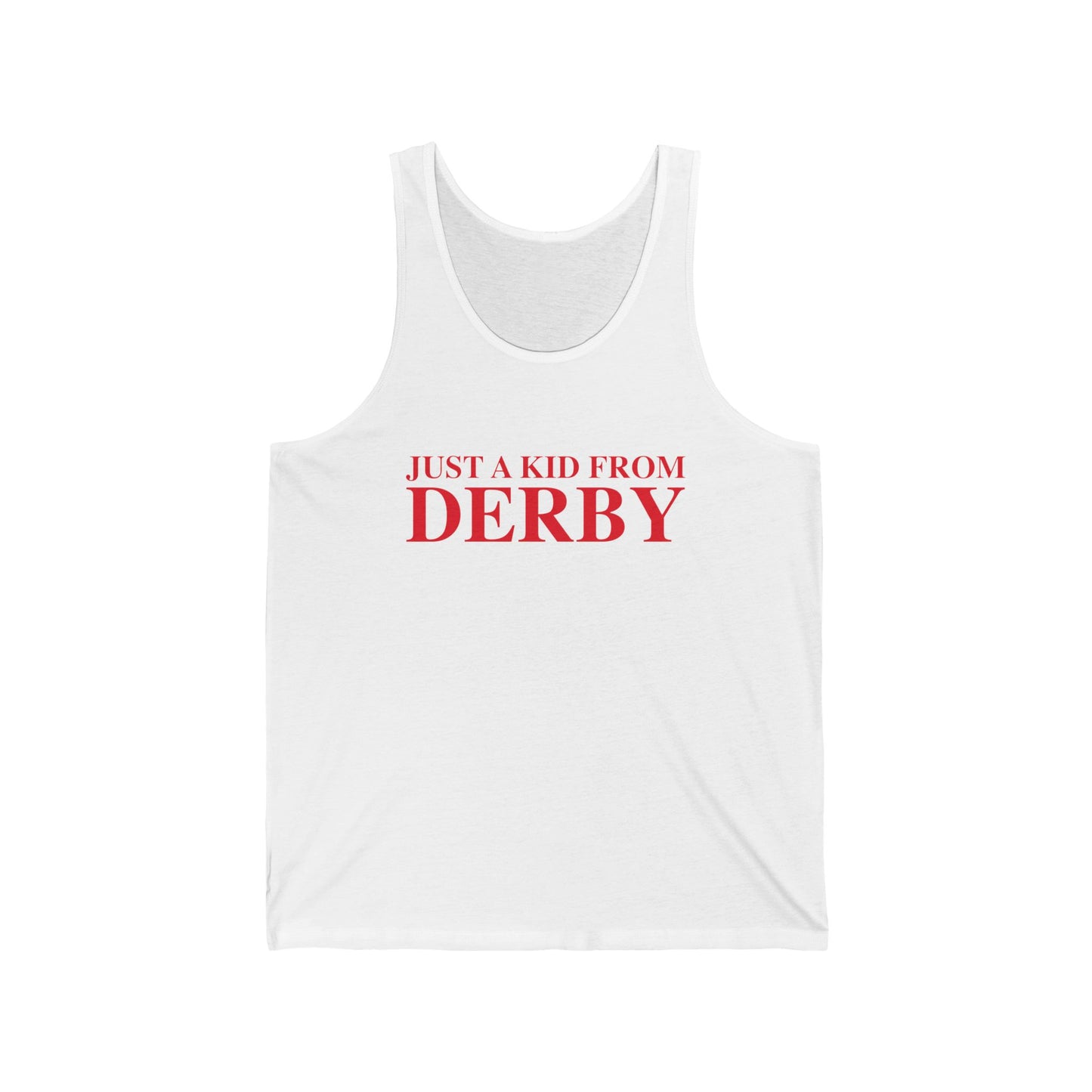Just a kid from Derby Unisex Jersey Tank Top