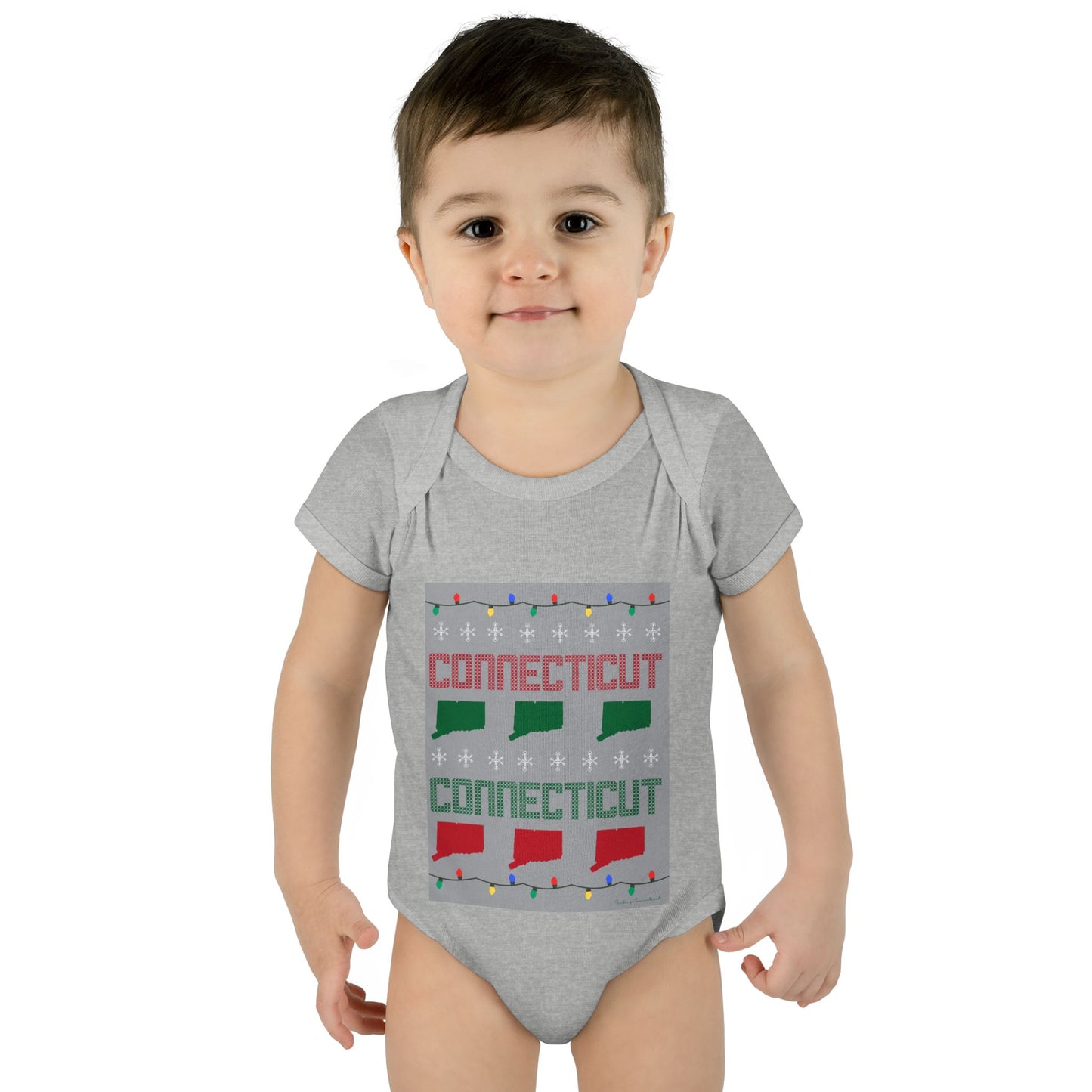 Connecticut Ugly Holiday Infant Baby Rib Bodysuit