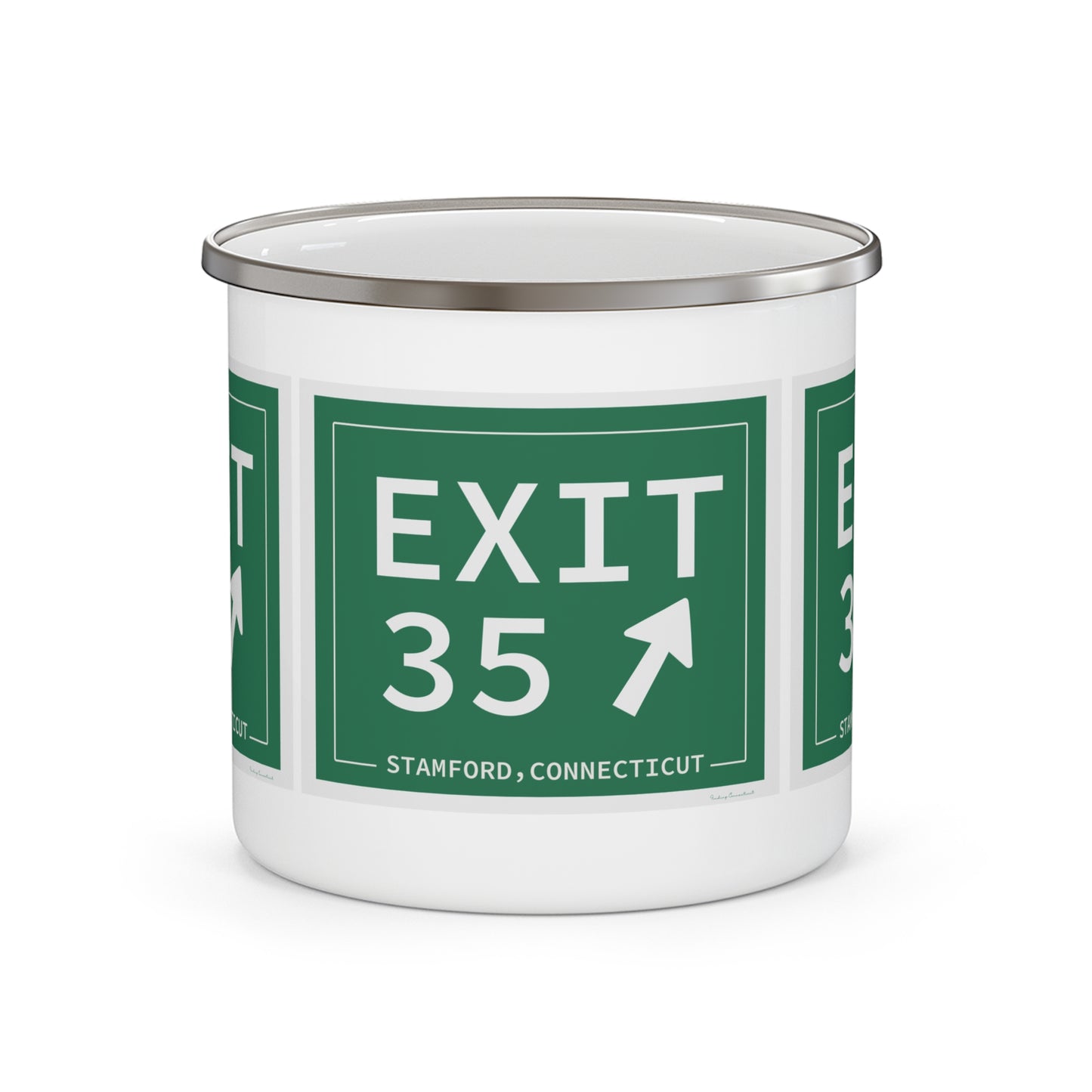 Vintage Exit 35 Merritt Parkway Sign Enamel Camping Mug