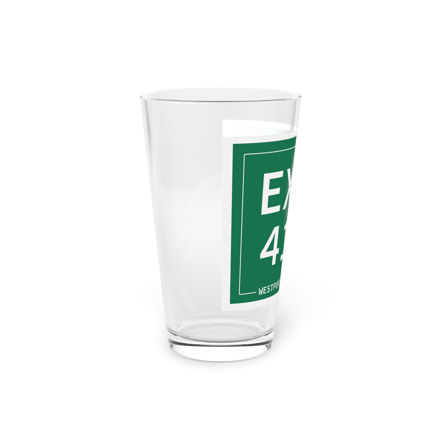Vintage Exit 41 Merritt Parkway Sign Pint Glass, 16oz
