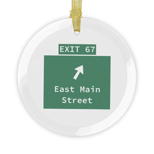 Vintage WCP Exit 67 Sign Glass Ornaments