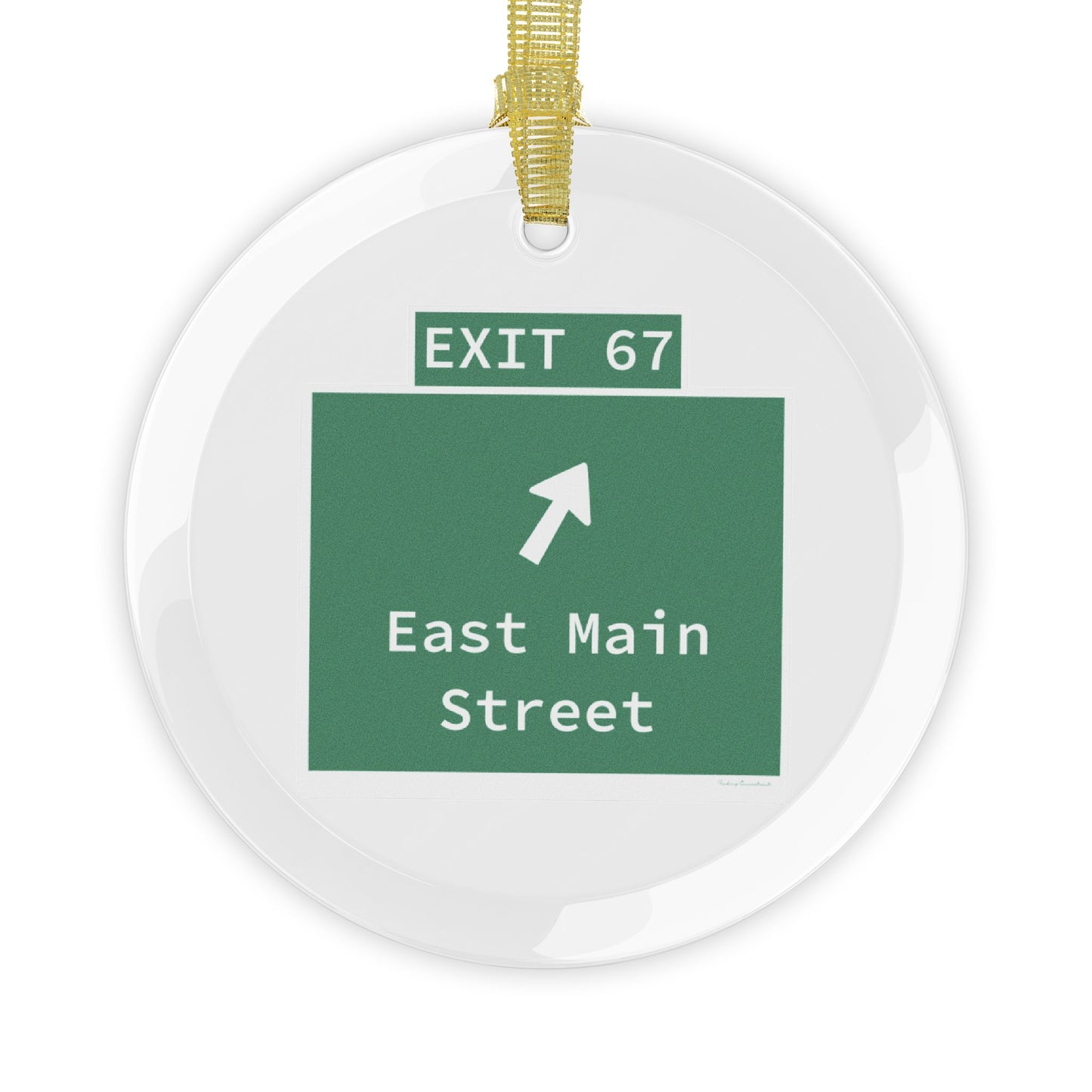 Vintage WCP Exit 67 Sign Glass Ornaments