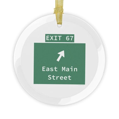 Vintage WCP Exit 67 Sign Glass Ornaments