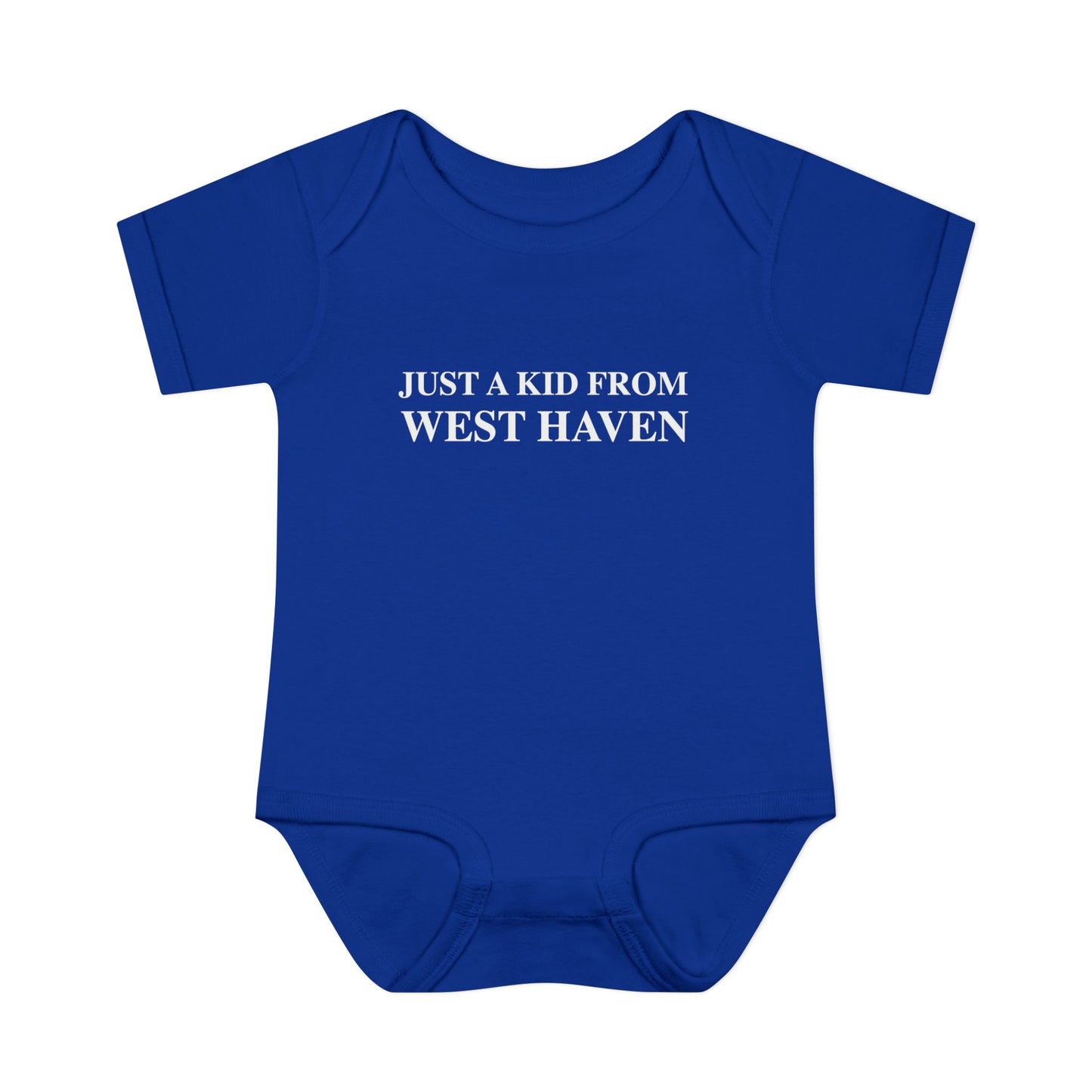 Just a kid from West Haven Infant Baby Rib Bodysuit