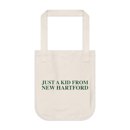 Just a kid from New Hartford Organic Canvas Tote Bag