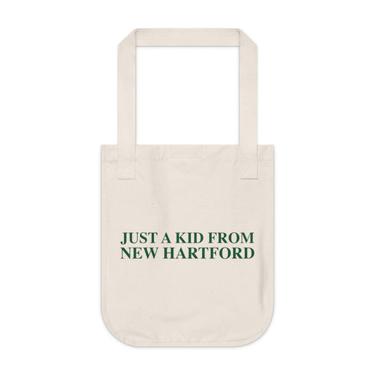 Just a kid from New Hartford Organic Canvas Tote Bag