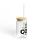 I Heart CONN. Glass Can with Straw and Lid, 16oz